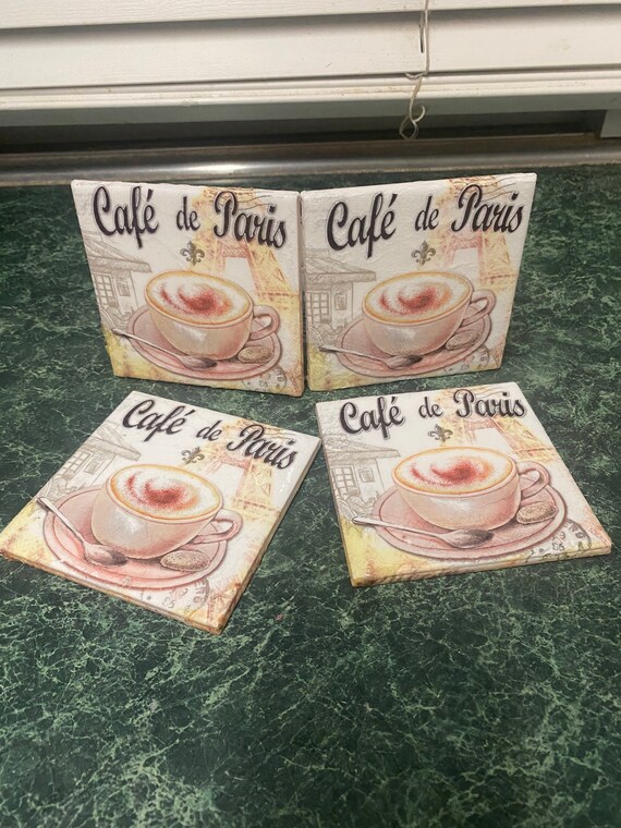 Cafe de Paris ceramic coasters