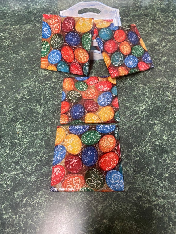 Easter Egg Coaster Set with Holder