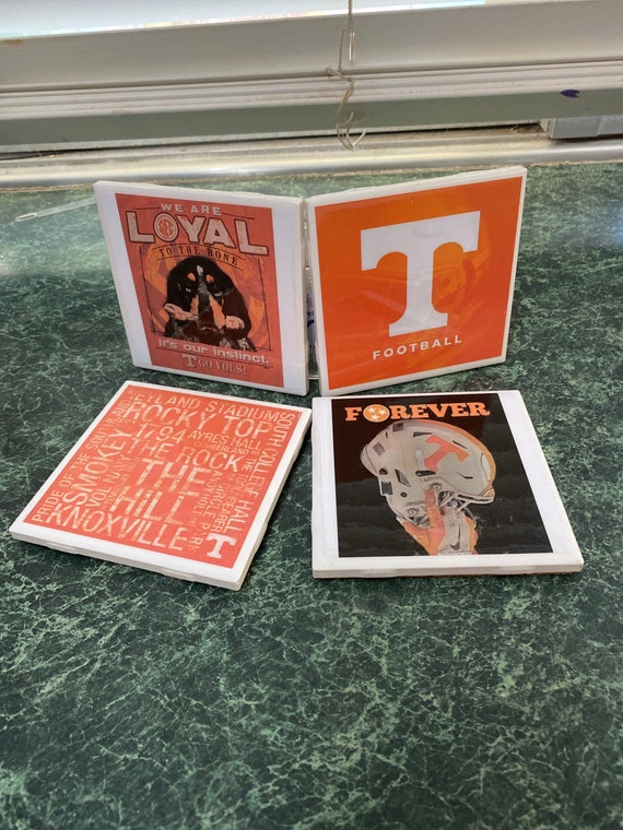 Tennessee football ceramic tile coasters