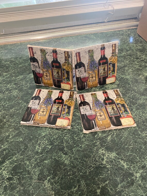 Wine and Cheese napkin coasters