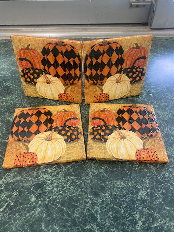 Pumpkin Patch Ceramic Tile Coasters