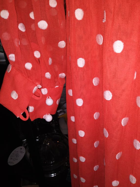 Lightweight Vintage Full Skirt Polka Dot Red Whit… - image 7