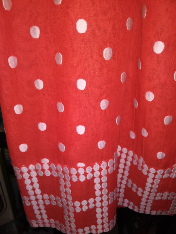 Lightweight Vintage Full Skirt Polka Dot Red Whit… - image 6