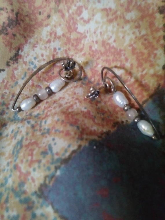 Handcrafted Freshwater Pearls Pierced Post Earrin… - image 2