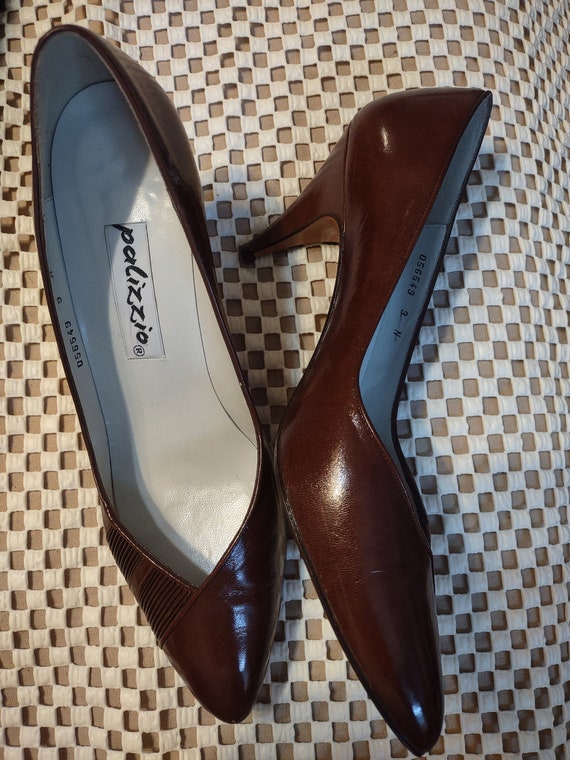 Sz 9 1980s Brown Leather Pumps Palizzio Almost Unw