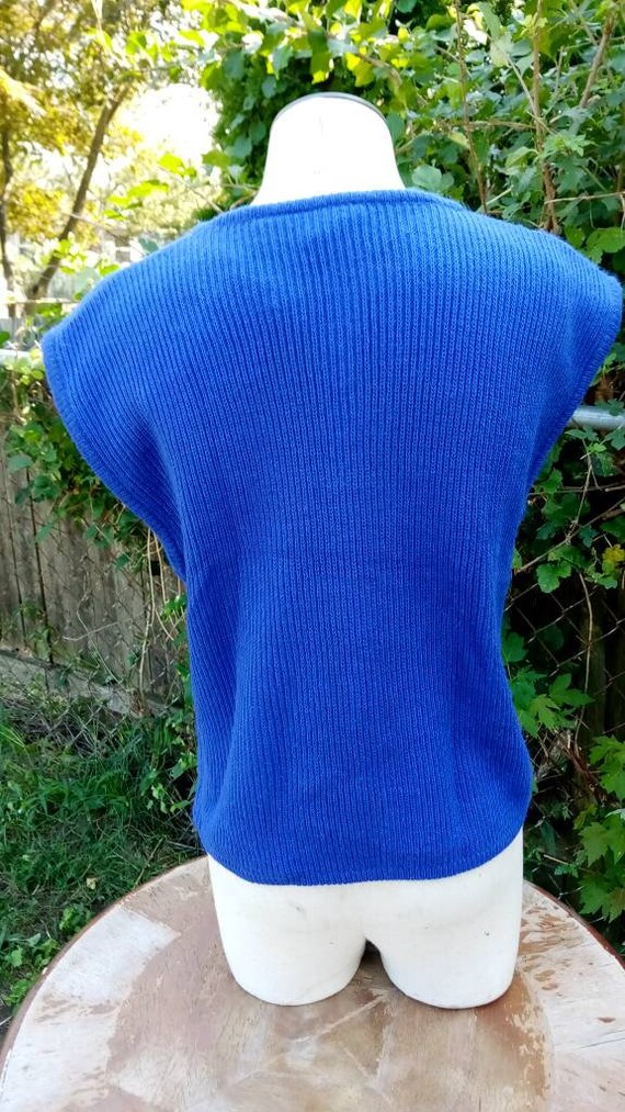 Early 1980's NWT Sweater Size Small Petite Blue V… - image 4