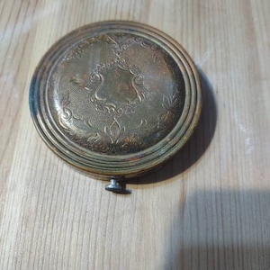 Makeup Powder Compact Brass Fifth Avenue Mid Century Mirror Purse Pressed Face Powder