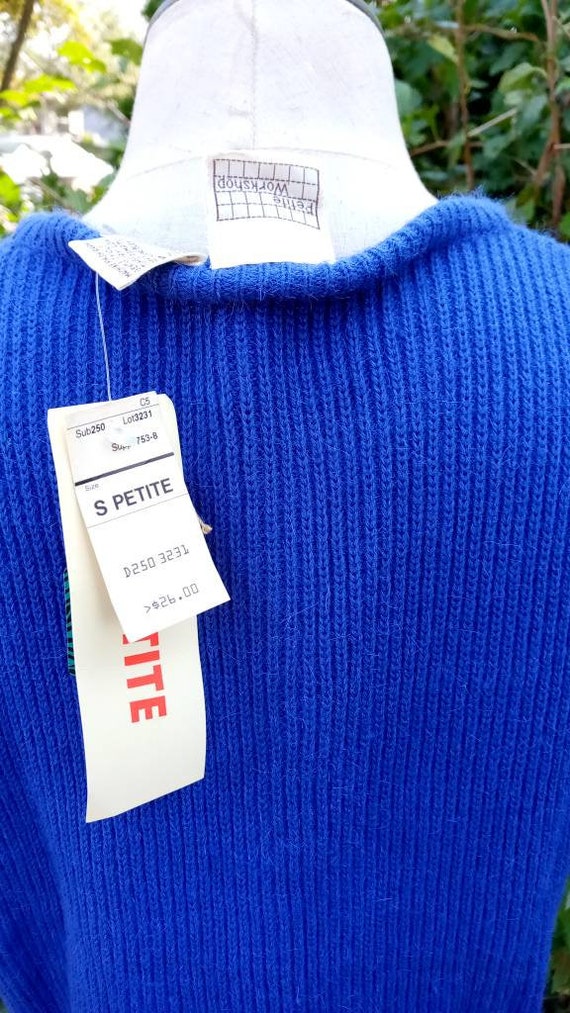 Early 1980's NWT Sweater Size Small Petite Blue V… - image 5