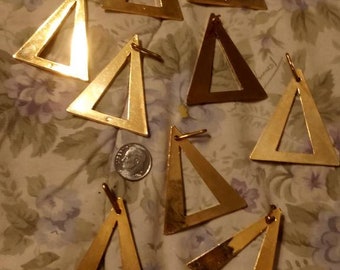 Zipper Pull Charm Lot of 9 Gold Tone Triangles Crafts Wholesale lot