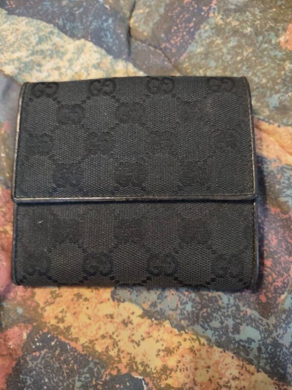 Gucci Black Branded Fabric & Leather Wallet Never… - image 3