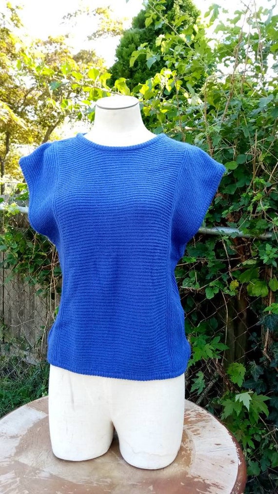 Early 1980's NWT Sweater Size Small Petite Blue V… - image 2