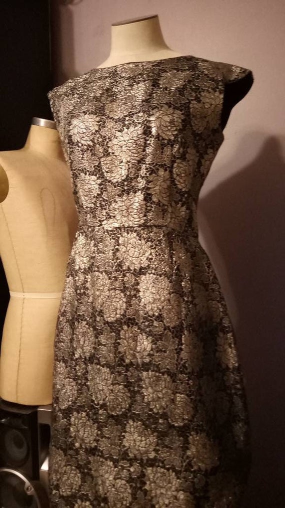 1960's Brocade Elegant Party Dress Size Medium Fee