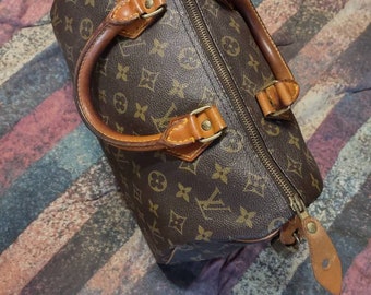 Louis Vuitton Speedy Bag 40/Baby Duffle/Purse Brown Leather Monogram Canvas