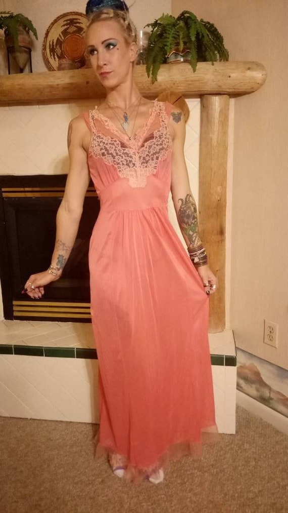 Stunning Sheer Vintage Negligee Nightgown Sexy Rom