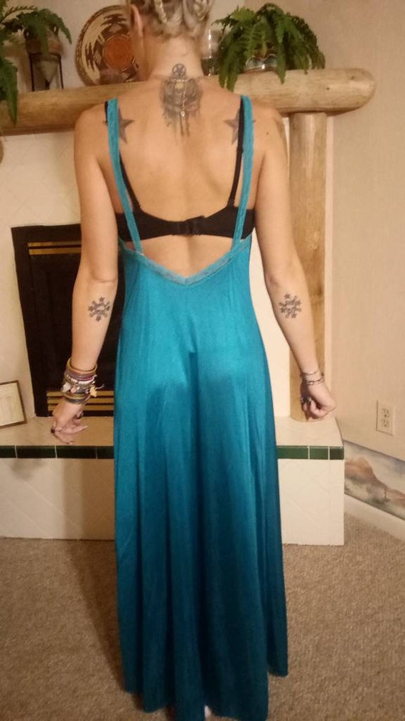 Teal Vintage Super Sexy Size Medium Negligee Nigh… - image 4