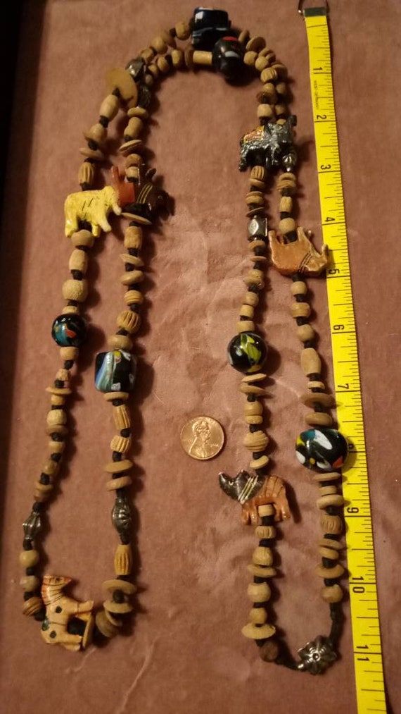 African Camel Bone Beads Necklace with Buddha Gold Leaf Clay Beads