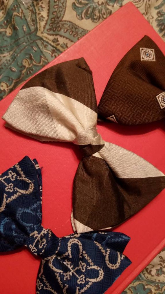 Lot of 1960's Bowties Mad Men Clip-On Brown Tan B… - image 3