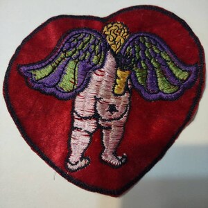 Patch Vintage Angel Cupid Cherub Biker MC Jacket Patch Heart Handmade