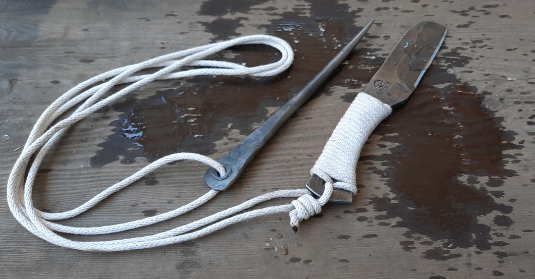 DULEES Marlin Spike Rigging Knife, Multipurpose Sailing Knife Sailor Knife  Boat Knife Matching Belt Pocket Sheath, Marlinspike Knotting Tool for