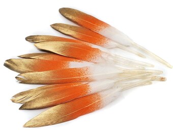 Gold Tip Orange Goose Feathers, 10 Pieces, 4-6" Inches