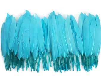 10 pcs Sky Blue Duck Feathers 4-6" Dyed Duck Loose Wholesale Cochettes Bulk Feathers