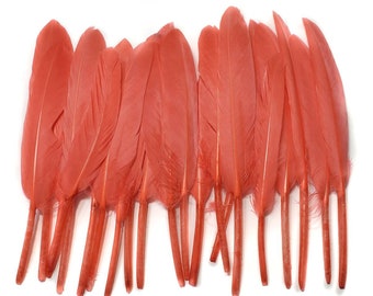 10 pcs Coral Pink Duck Feathers 4-5.5" Dyed Duck Loose Wholesale Cochettes Bulk Feathers