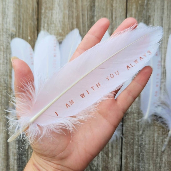 Memorial Feather Gift, 6.5-8.5" Inches, Angel Wings - I am with you always