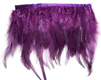 1 Yard - PURPLE Rooster Feather Trim Fringe