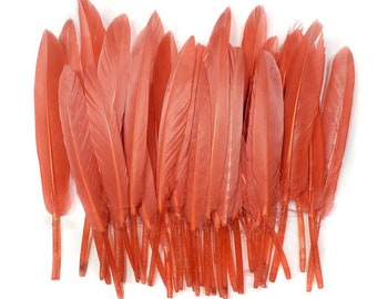 10 pcs Peachy Orange Duck Feathers 4-6" Dyed Duck Loose Wholesale Cochettes Bulk Feathers