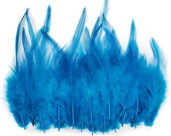 Turquoise Rooster Feathers, 10 Pieces, 3-5" inches