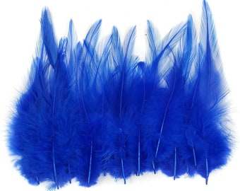 Dark Blue Rooster Feathers, 10 Pieces, 3-5" inches