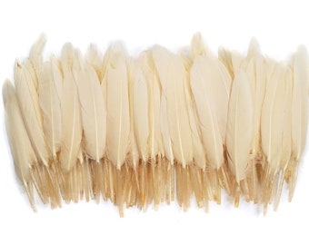 10 pcs Cream Duck Feathers 4-6" Dyed Duck Loose Wholesale Cochettes Bulk Feathers