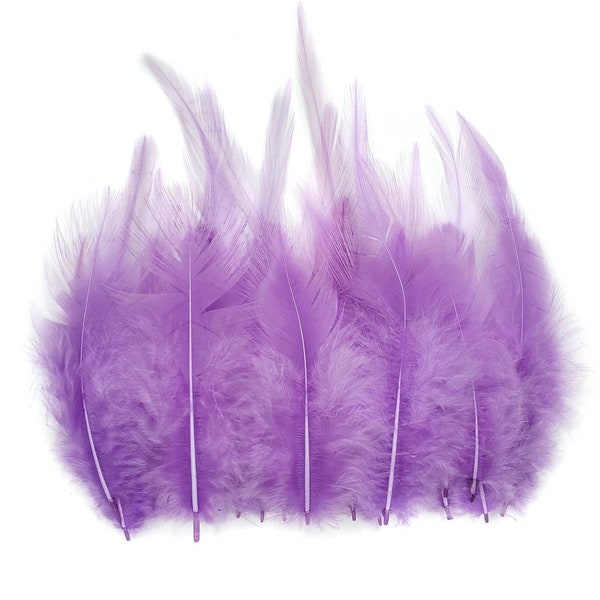 Light Purple Rooster Feathers, 10 Pieces, 3-5" inches