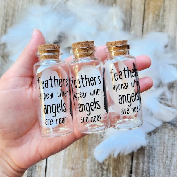 Memorial Feather Gift, 1 Tiny Jar, 1.18" x 2.75" Inches - feathers appear when angels are near