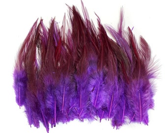 BULK 100 Pieces, Purple Rooster Feathers, 4-6" inches