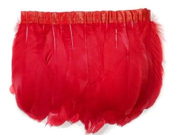 1 Yard - RED, Goose Feather Trim