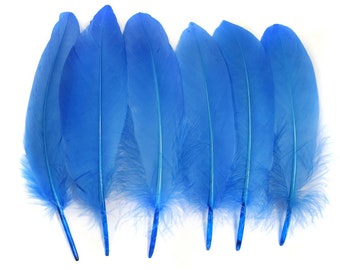 10 pcs Sky Blue Goose Feathers 5-9" Wholesale Quill Satinettes Loose Goose Feathers