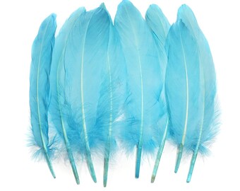 10 pcs Light Blue Goose Feathers 5-9" Wholesale Quill Satinettes Loose Goose Feathers