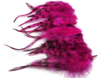 Hot Pink Rooster Feathers, 10 Pieces, 3-5" inches