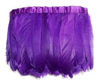 1 Yard - PURPLE, Goose Feather Trim