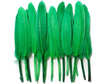 10 pcs Kelly Green Duck Feathers 4-6" Dyed Duck Loose Wholesale Cochettes Bulk Feathers