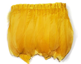 1 Yard - DARK YELLOW, Goose Feather Trim