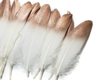 Diamond Gold Tip White Goose Feathers, 10 Pieces, 6-8" Inches