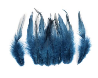 Dark Aqua Blue Rooster Feathers, 10 Pieces, 4-6" inches