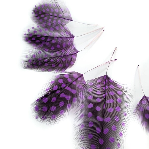 6 pcs Purple Guinea Feathers 1-4" Stripped Small Body Plumage Feathers