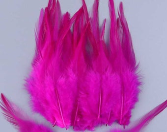 Hot Pink Rooster Feathers, 10 Pieces, 3-5" inches