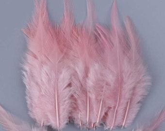 Pale Pink Rooster Feathers, 10 Pieces, 3-5" inches