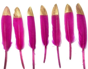 Gold Tip Hot Pink Goose Feathers, 10 Pieces, 4-6" Inches