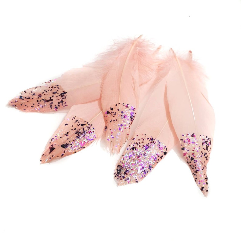 5 Pieces 6-7.5 Inches Light Pink Hand Painted Feathers