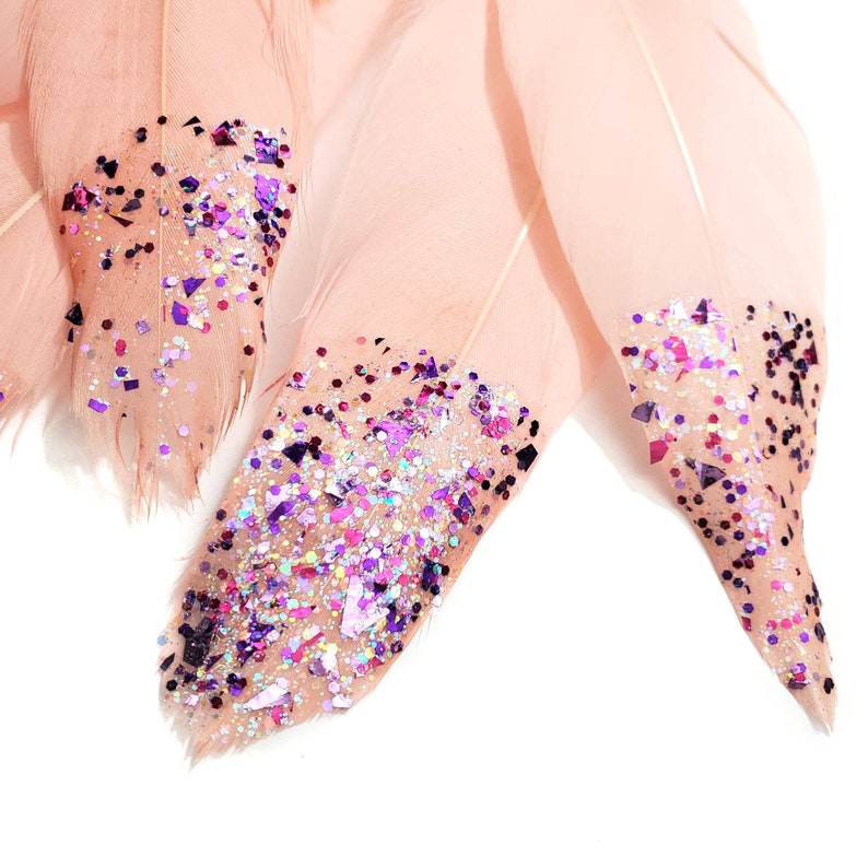 5 Pieces 6-7.5 Inches Light Pink Hand Painted Feathers